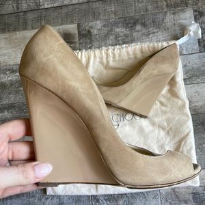 Jimmy Choo Nude Suede Wedge heels size 41